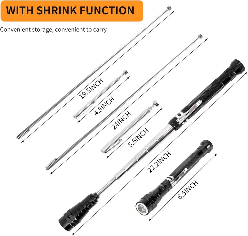 HARDK Cool Gadget Christmas Gifts Extendable Magnetic Pick up Tool Set of 3 - Telescoping Magnet Pickup Tool with LED Flashlight - Stocking Stuffers for Adults Men Dad Husband Father Mechanic Women - Image 4